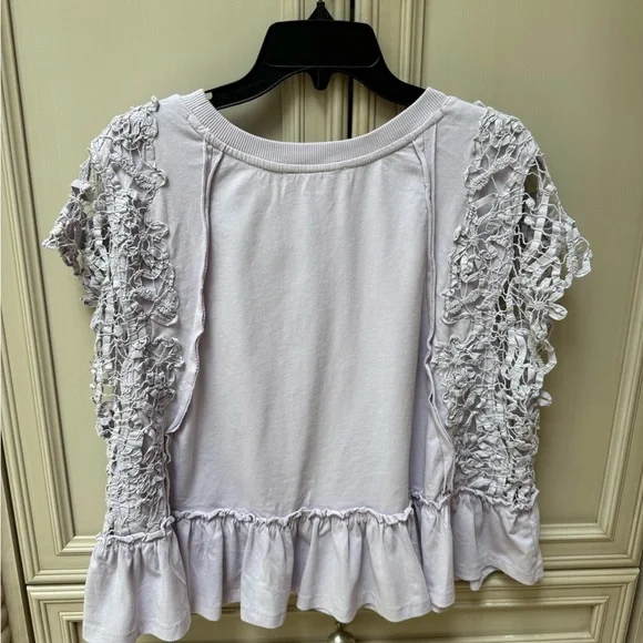 Anthropologie Purple Ruffled Embellished Blouse - Picture 2 of 3